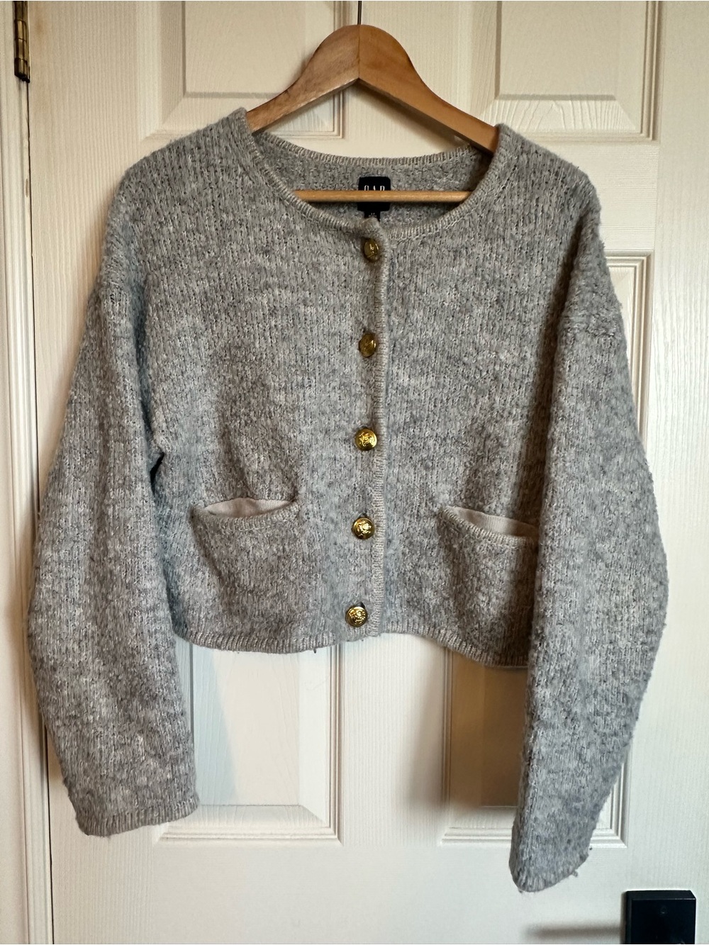 Gap Gray Crewneck Button Cardigan Sweater